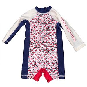 Vineyard Vines Kids Navy White and Red One-Piece Rashguard